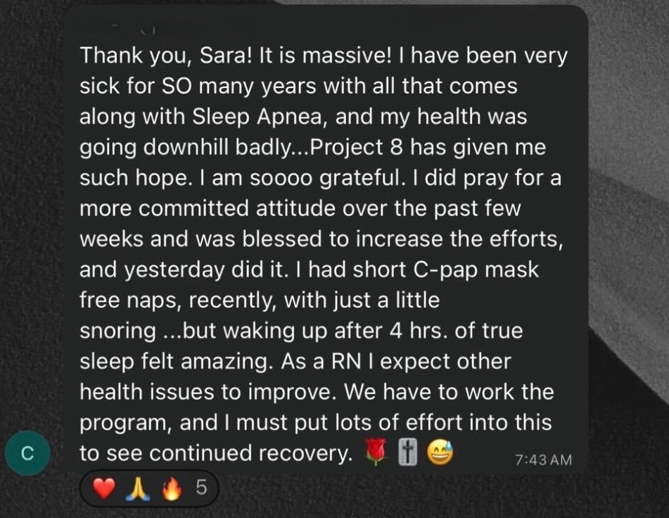 Catherine: 20 years sick with sleep apnea, Project 8 gave me hope